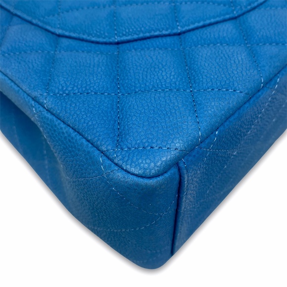 Chanel Maxi Suede Caviar Classic Flap Bag Blue - Picture 6 of 13